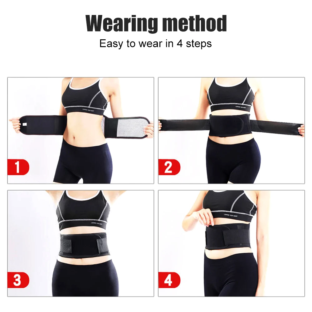 1PCS Magnetic Heated Back Brace Belt - Self Heating Lumbar Support for Pain Relief, Breathable Waist Support Belt for Men & Wome