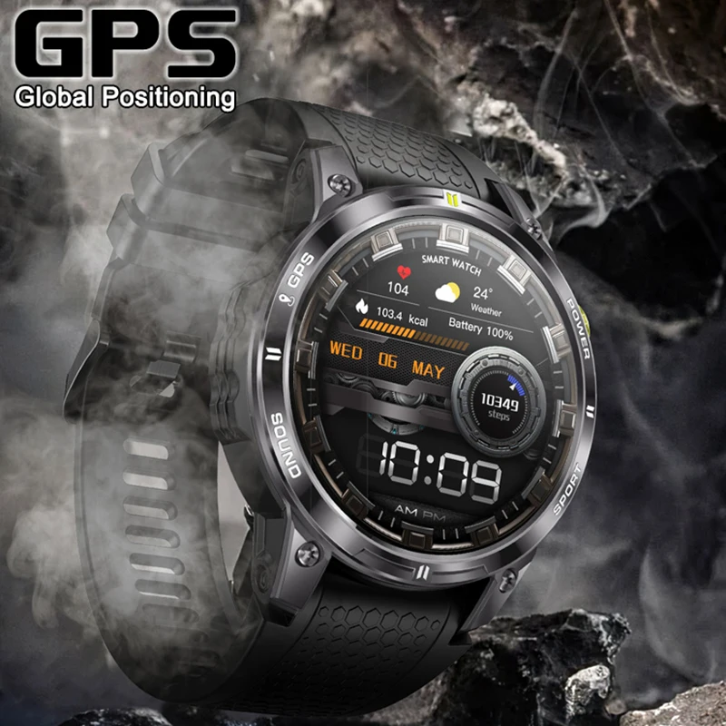2025Nowe wojskowe profesjonalne zegarki GPS Smart Watch dla mężczyzn 1,5-calowy ekran HD Wodoodporna bransoletka BT Call Smartwatch dla Android IOS