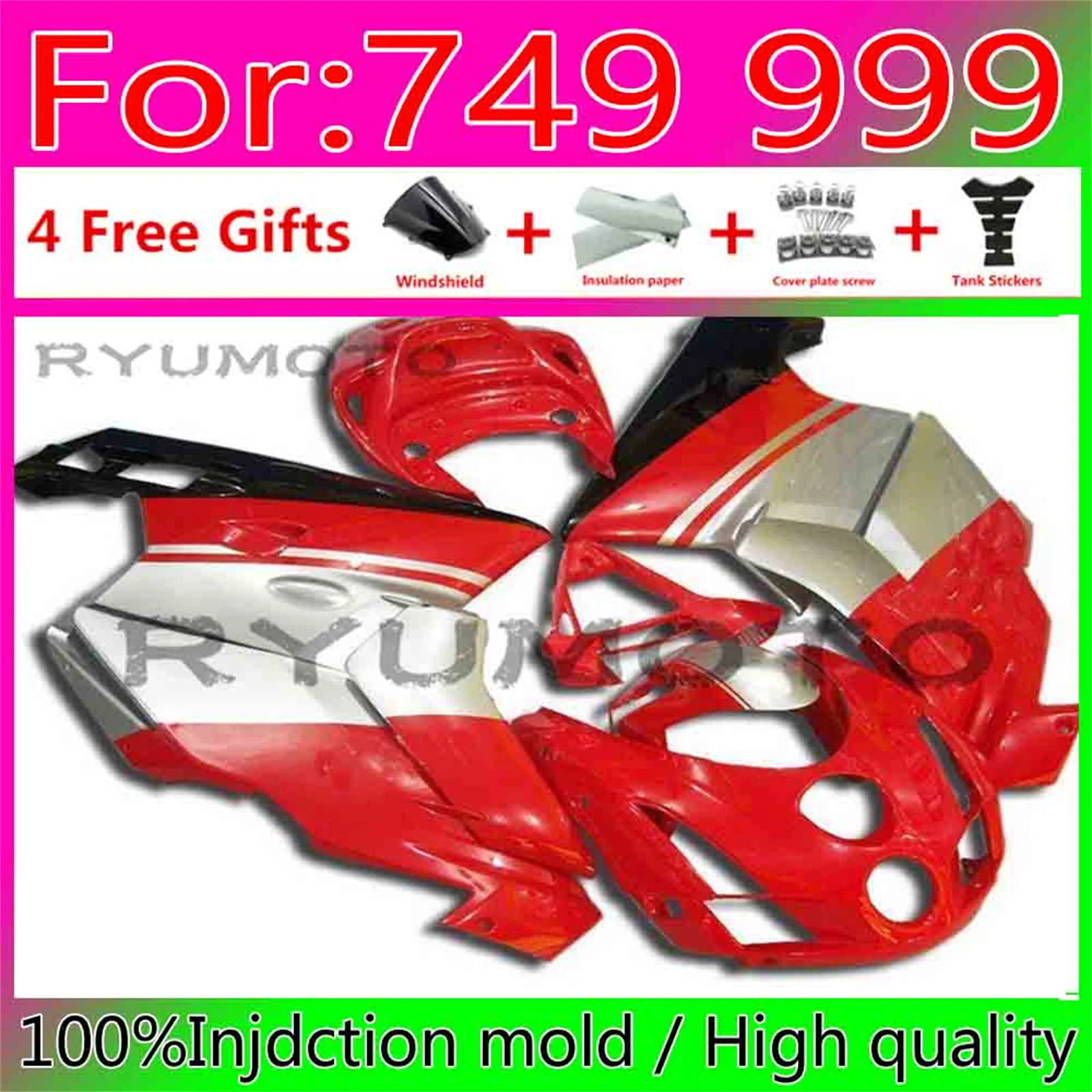 

New ABS Motorcycle Injection Mold Fairing Kit Fit For Ducati 749 999 03 04 05 2003 2004 2005 06 Bodywork Fairings red