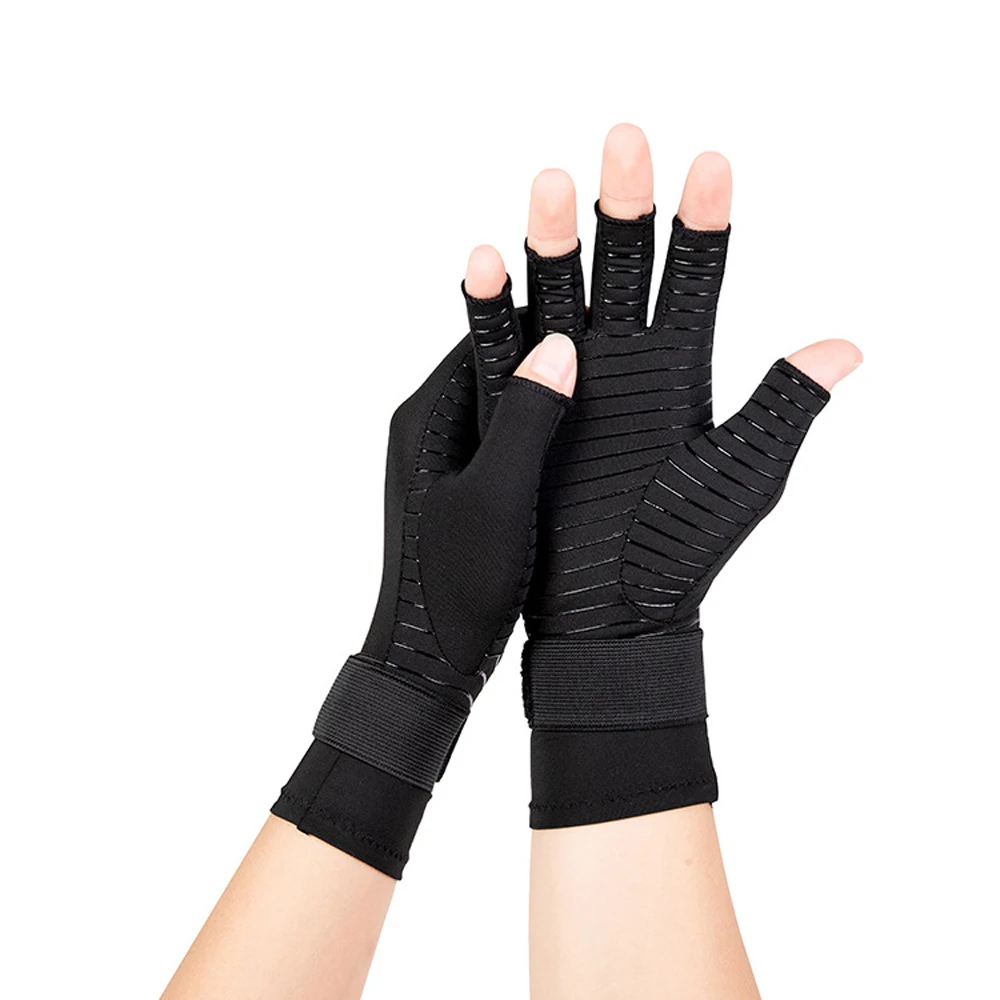 Copper Infused Arthritis Gloves Fingerless Compression Gloves for Hand Pain Carpal Tunnel Rheumatoid Tendonitis Muscle Unisex