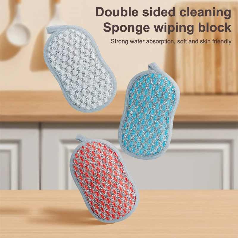 6Pcs Dishwashing Sponge Reusable Dishwashing Cloth Kitchen Cleaning Brush Double-sided Non Scratch Magic Wipe Cleaning Tool