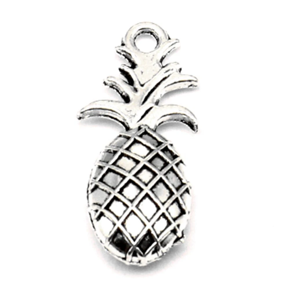 5pcs 23X10mm Pineapple Charms Couple Pendants Accessori For Woman Party Jewelry Antique Silver Color