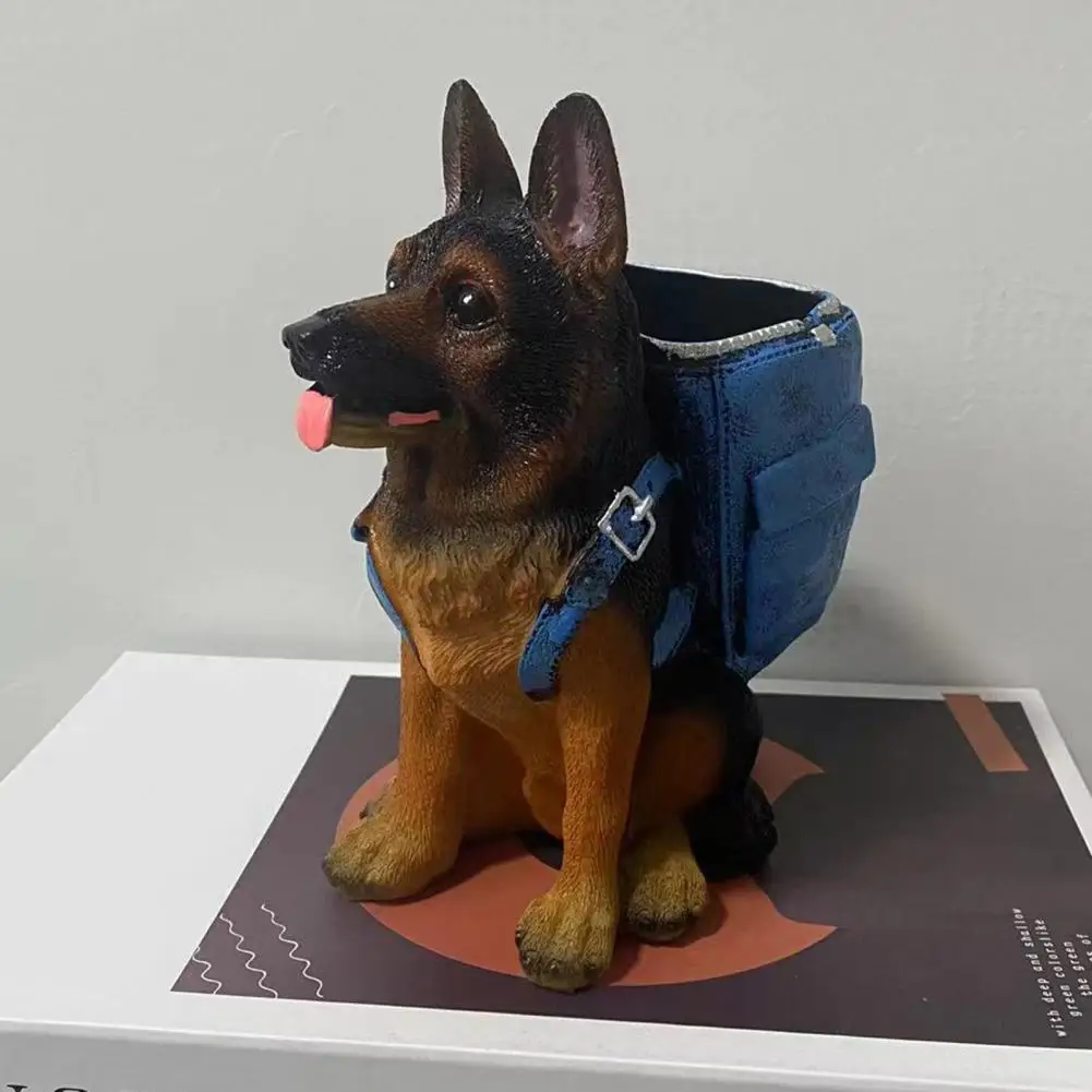 Cute Desk Organizer Hand-painted Pen Storage Shepherd Dog Pen Holder Desk Organizer for Office Decor Pencil Cup for Desktop