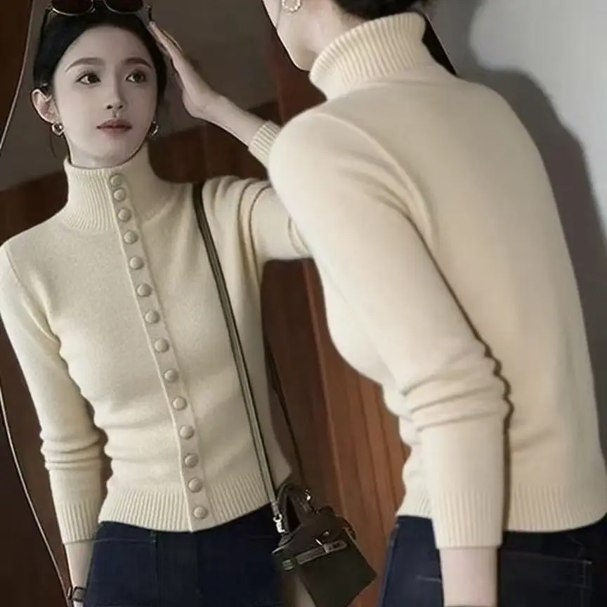 

Daliang Dongguan High Neck Long Sleeve Sweater No Pilling Base Layer Top for Women Premium Quality Knittedwear