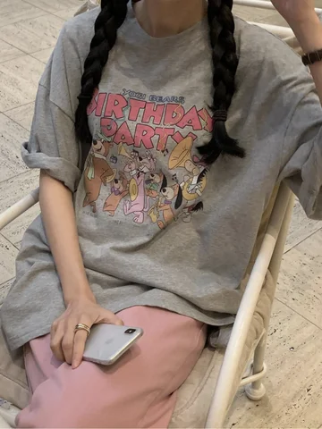 프린트 티셔츠 여름 라운드넥 프린트 순면 루즈핏 반팔 티셔츠 티 셔츠 여름 티셔츠 여름 라운드넥 티셔츠 티 셔츠 티셔츠
