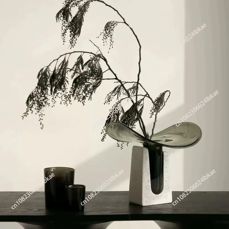 Light Luxury Medieval Glass Vase Living Room Tabletop Floral Decor Ornament