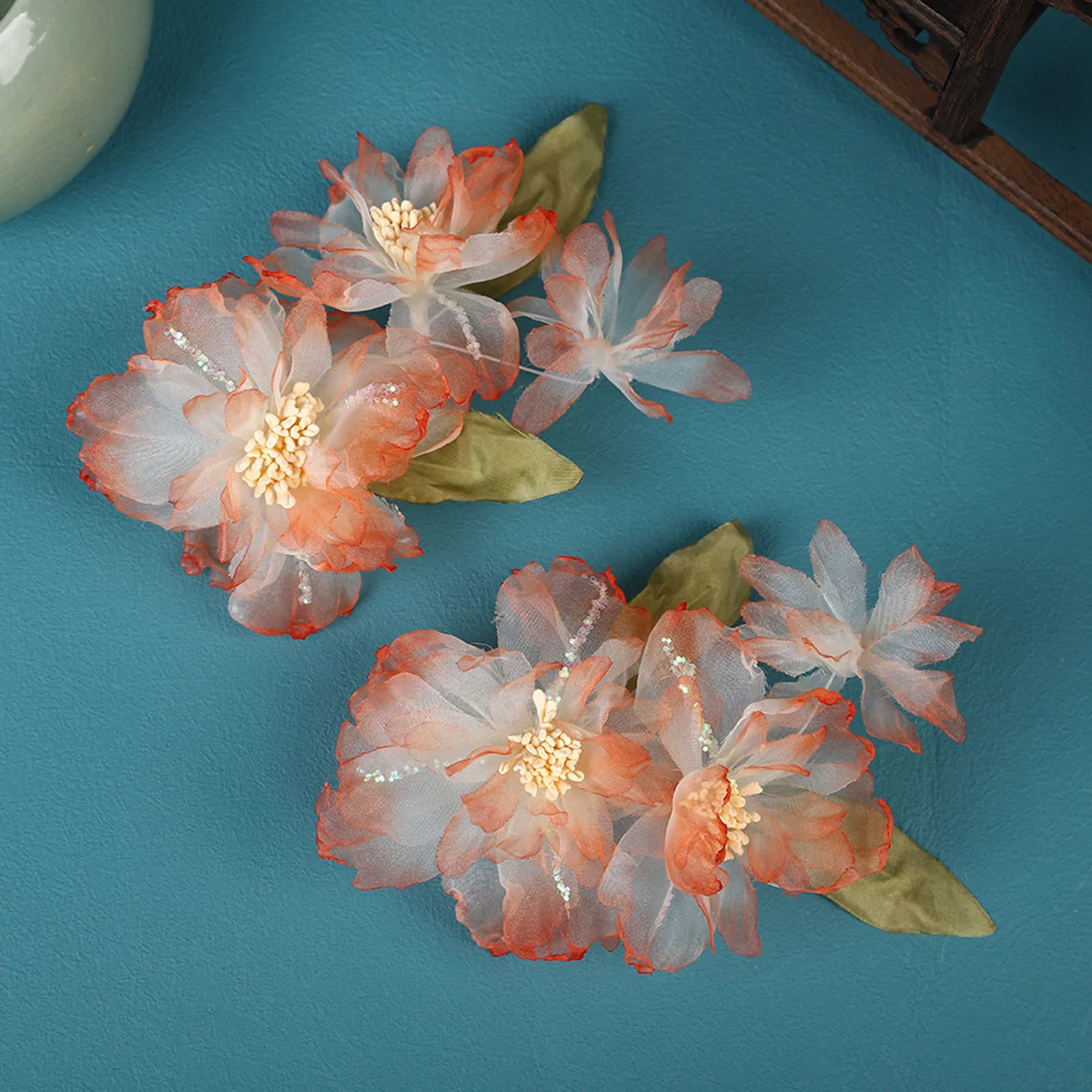 Han Chinese Clothing Flower Hair Clips Handmade Fringed Hair Weaving Jewelry for Thick Curly Hair Styling Decorative
