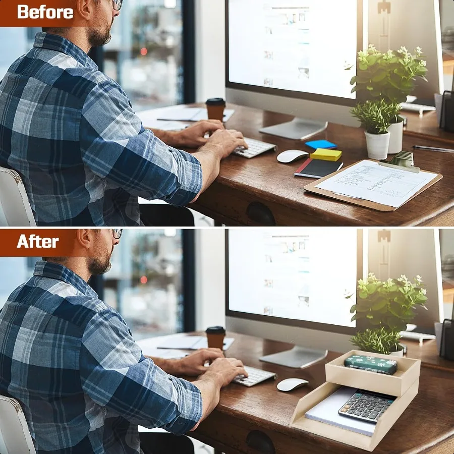 2-уровневый деревянный поднос для писем, деревянный настольный органайзер, лоток LetterSize, магнитный органайзер для бумажных файлов документов для коллекции офисных пирогов