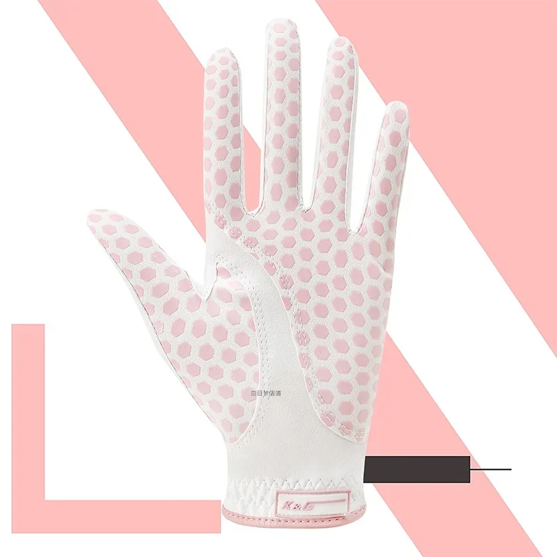Korea Japan Golf Gloves Ladies Microfiber Cloth Wear-Resistant Sports Printed Anti-Slip Breathable#220248737