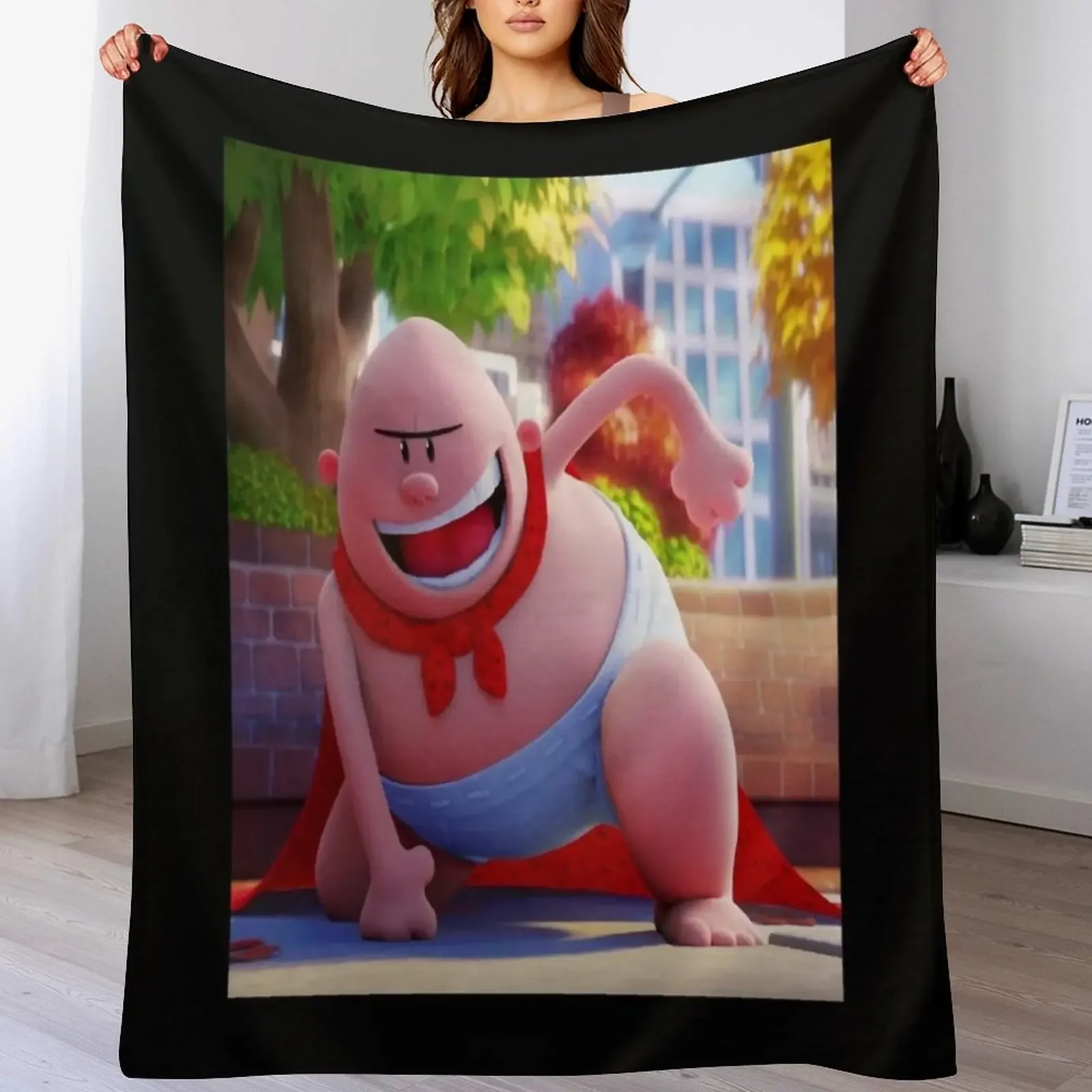 

Retro Captain Underpants Throw Blanket Cozy Light Blanket for Travel Camping Picnic
