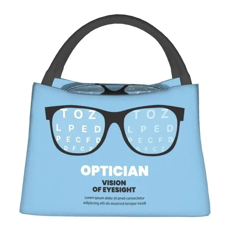 Optician Vision Glasses Resuable Lunch Box for Women Leakproof Eye Test Snellen Chart Thermal Cooler Food Insulated Lunch Bag