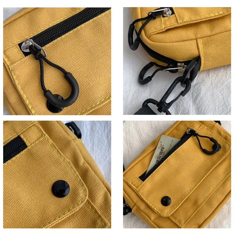 Kobiety płócienne torebki koreański Mini torba studencka telefon komórkowy prosty mała torba typu Crossbody Casual damski torba na ramię na zamek