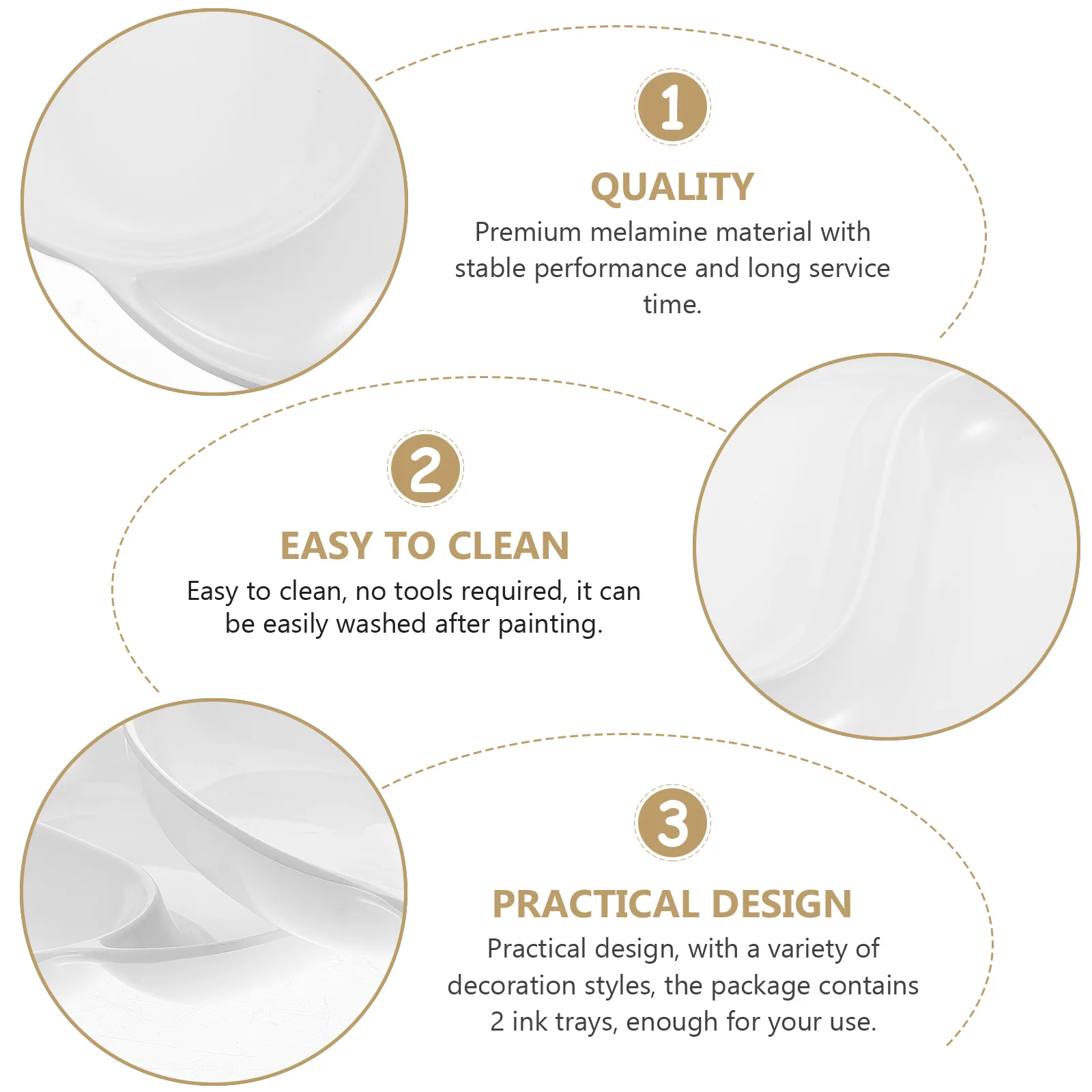 

2Pcs Tai Ji Watercolor Paint Tray Durable Pigment Plates Ink Holders for Color Mixing Calligraphy Painting Supplies