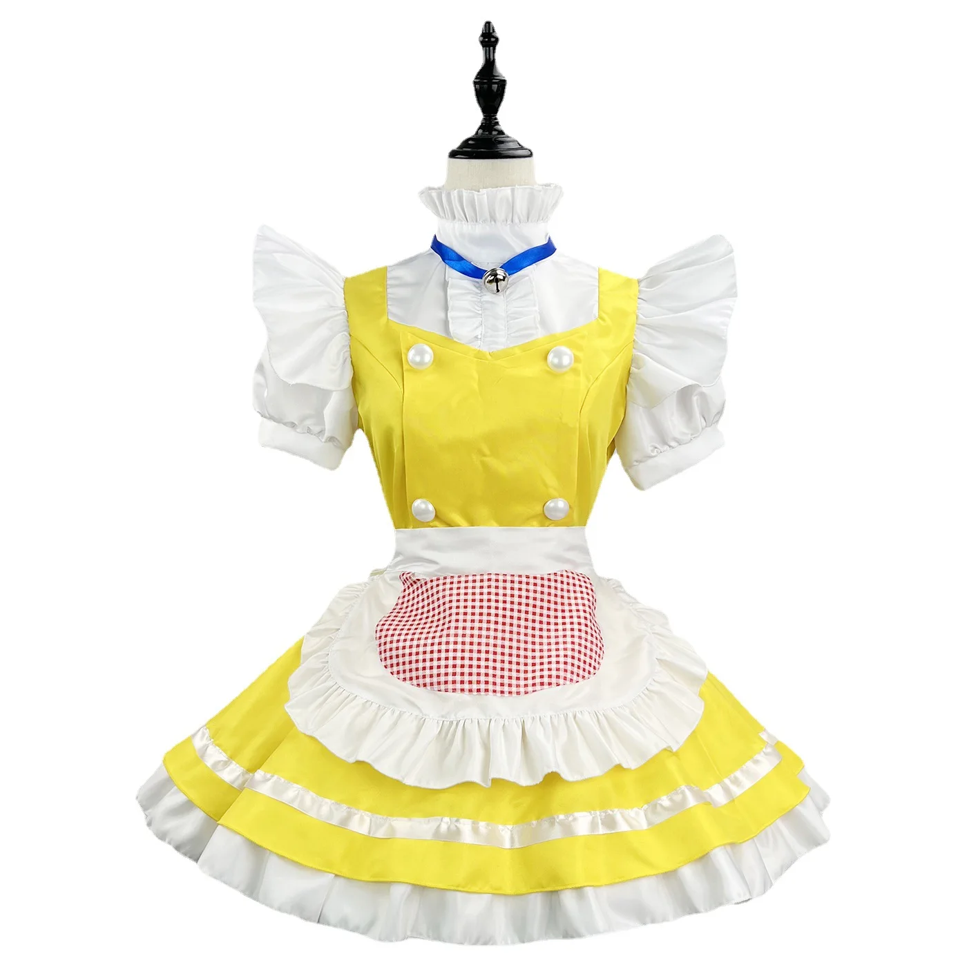 Lolita Yellow Maid Anime Cosplay Costumes Japanese Kawaii Love Live Cosplay Waitress Apron Maids Outfit Halloween Party Dress