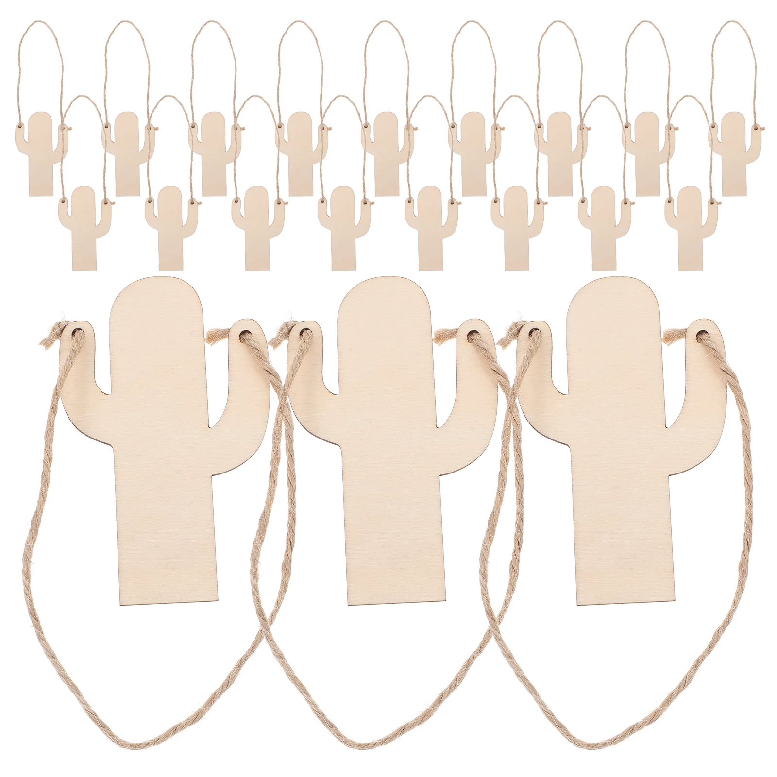 

20pcs Painting Wood Chips Cactus Shaped Slices Mini Party Decorations Unfinished Ornaments Craft Making Gifts