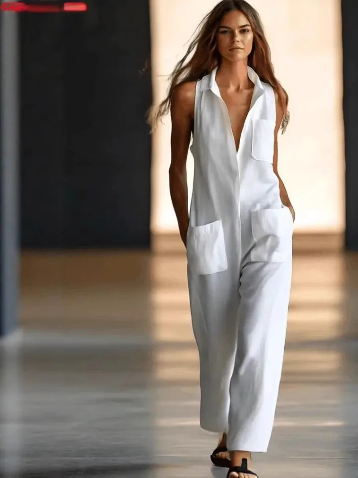 Pantalon ample décontracté à jambes larges avec bouton unique, vêtements de travail Faion avec combinaison ket, pantalon de loisirs pour femmes en Fiber de Polyester