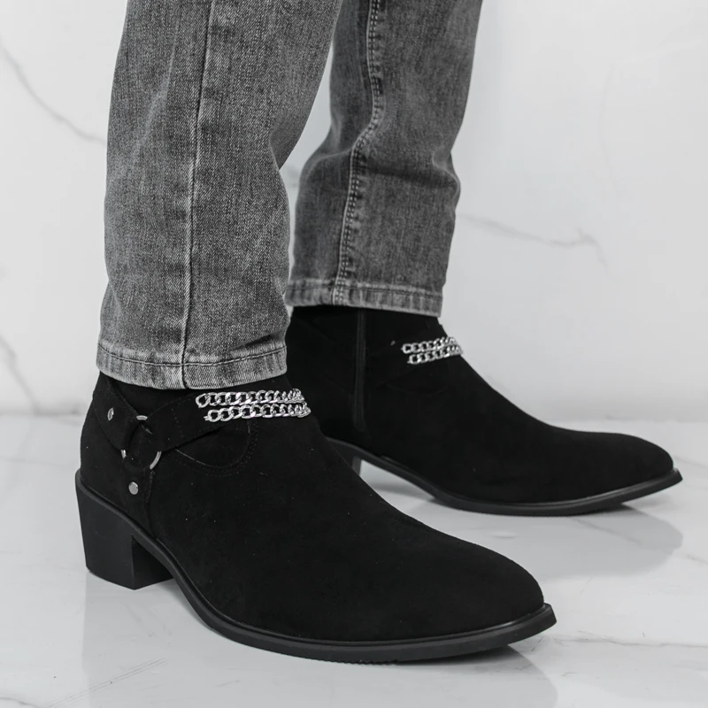 

Autumn Men's New Matte Leather Comfortable Side Zipper High Top Boots Fashion Brand Men's Pointed Personality Outdoor Boots