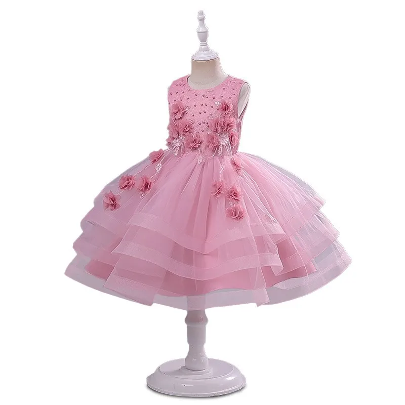 Children's dress Princess dress Little girl gauze dress flower CuHK children host show performance dress