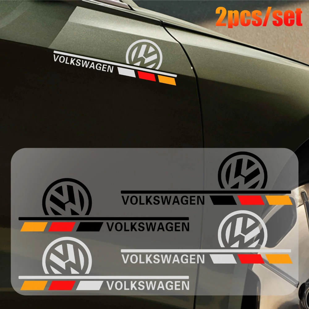 2PCS SET Car Body Side Decor Sticker For Volkswagen R Racing VW Sagitar Passat Golf Tiguan Touareg CC GR SR Car Accessories