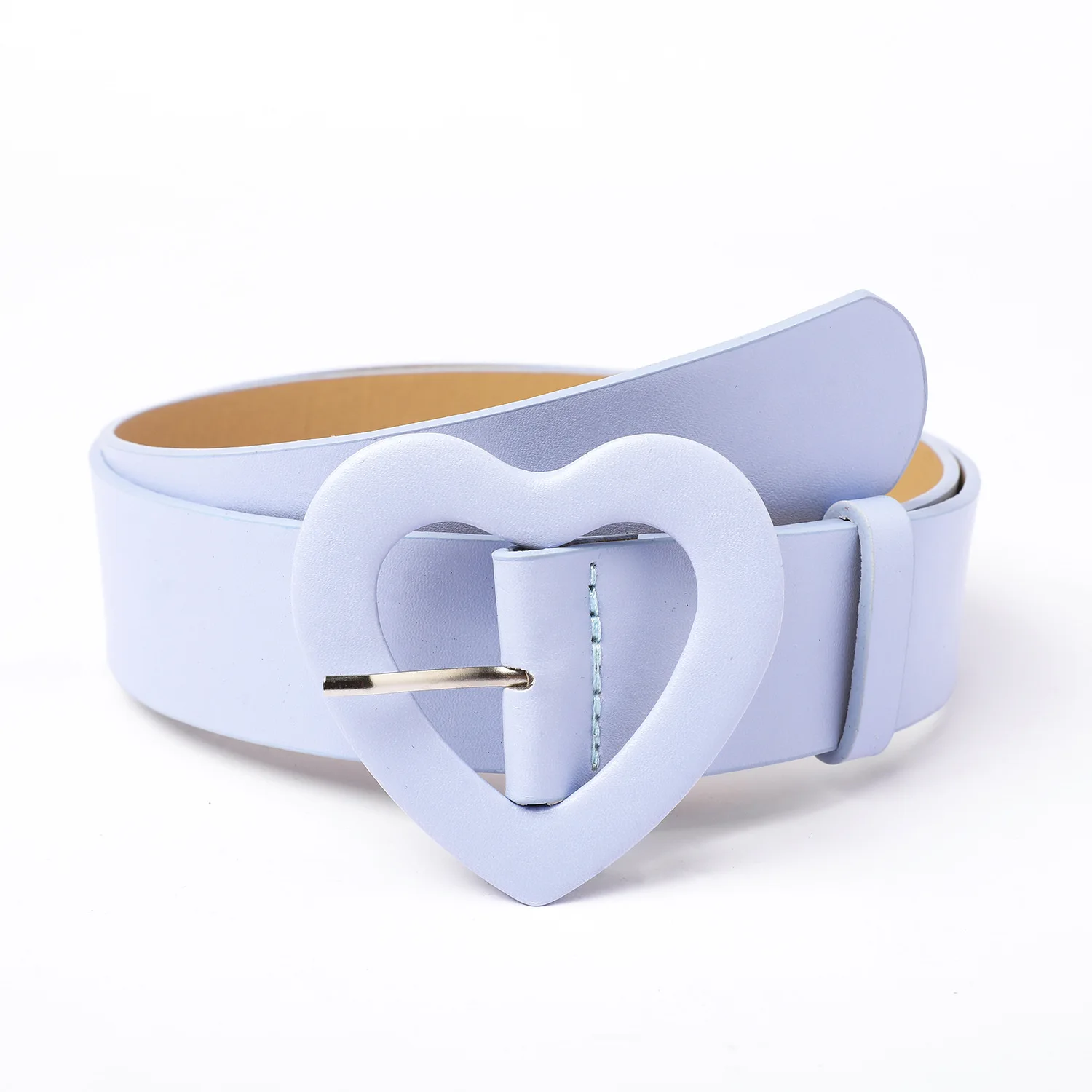 3.8x105cm Heart Belt for Women Love Buckle New Pu Leather Jeans