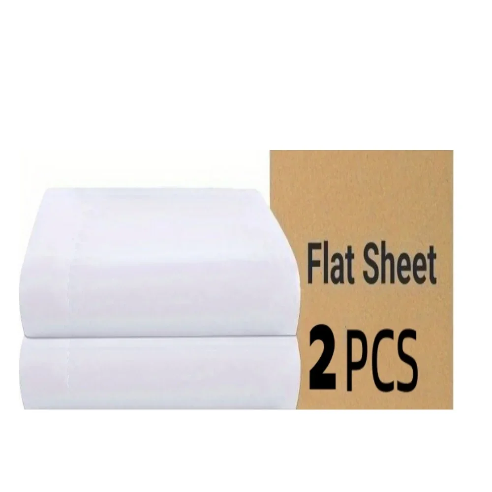 2PCS Flat Bed Sheets Only Wrinkle Free & Ultra Soft Bed Top Sheets