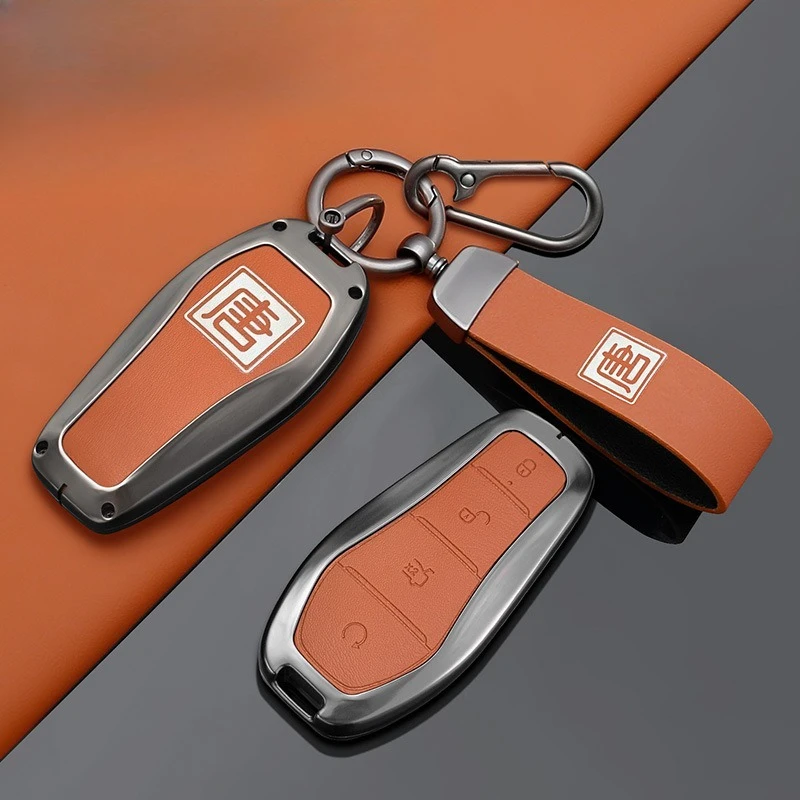 Zinc Alloy Car Key Case Cover Shell Protector Fob Holder for BYD Tang Accessories Keybag Keychain