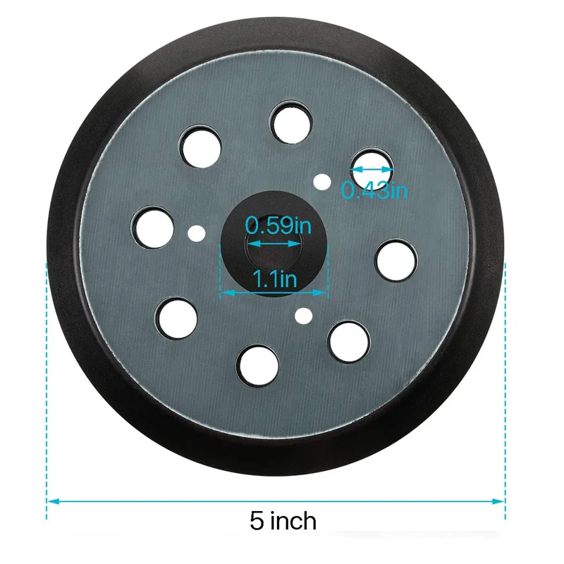 4 pacotes 5 polegadas 8 almofadas de lixadeira de substituição de furos 5 "placas de apoio de lixamento de gancho e laço para makita 743081-8 743051-7, dewalt 15128