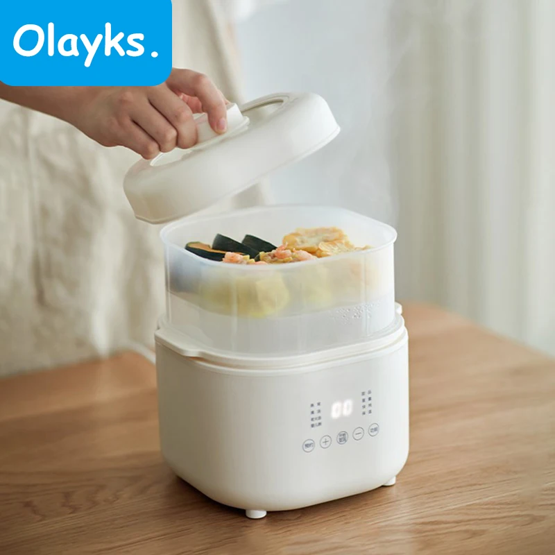 Olayks 1L Mini Electric Stewing Pot Ceramic Inner Multi Cooker Household Automatic Electric Slow Stewer 220V Home Rice Cooker