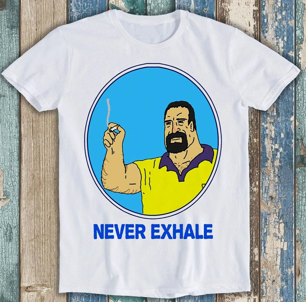 Promoção de verão Never Exhale Mike Nolan The Big Lez Show Sassy The Sasquatch Tee T Shirt Camiseta masculina com gola redonda