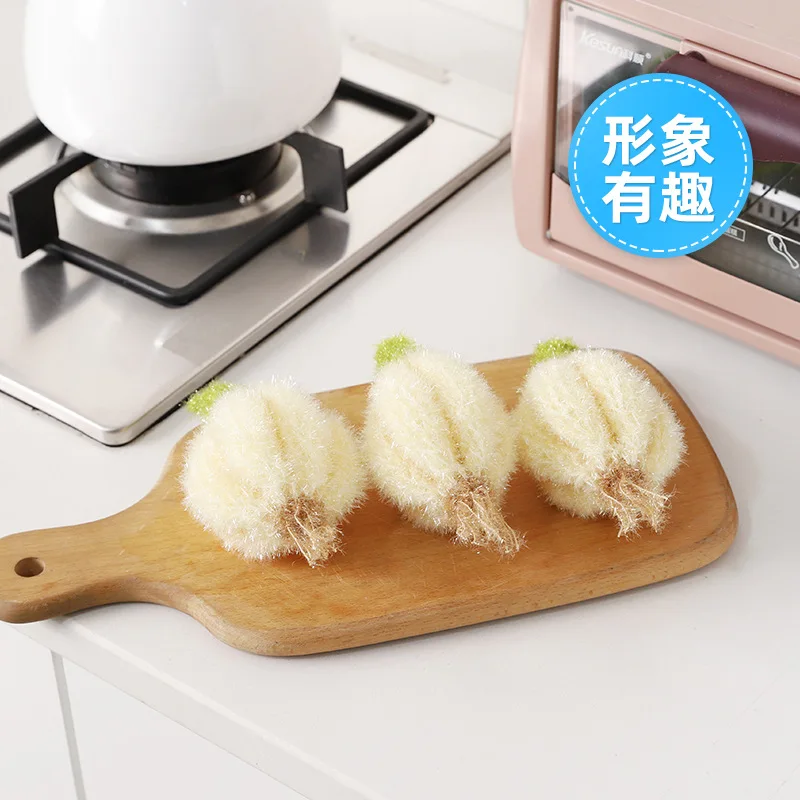 2PCS/LOT Korea High Efficient Anti-grease Garlic Shape Dish Cloth Acrylic Washing Towel Magic Kitchen Cleaning Wiping Rags