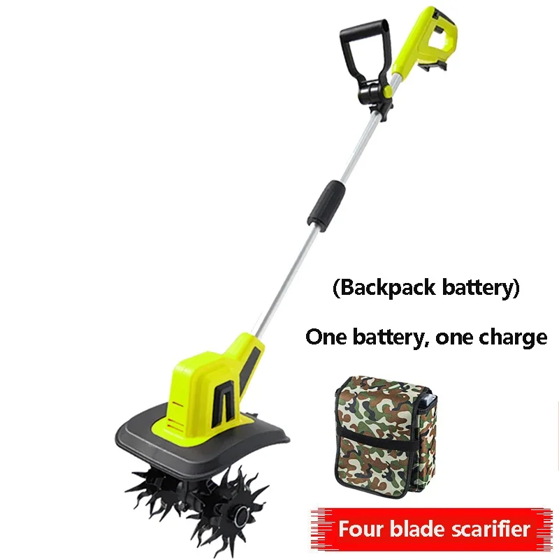 20V Cordless Electric Tiller - 4 Manganese Steel Blades, 22cm Depth & 25cm Width, Wireless & Lightweight for Home Gardening