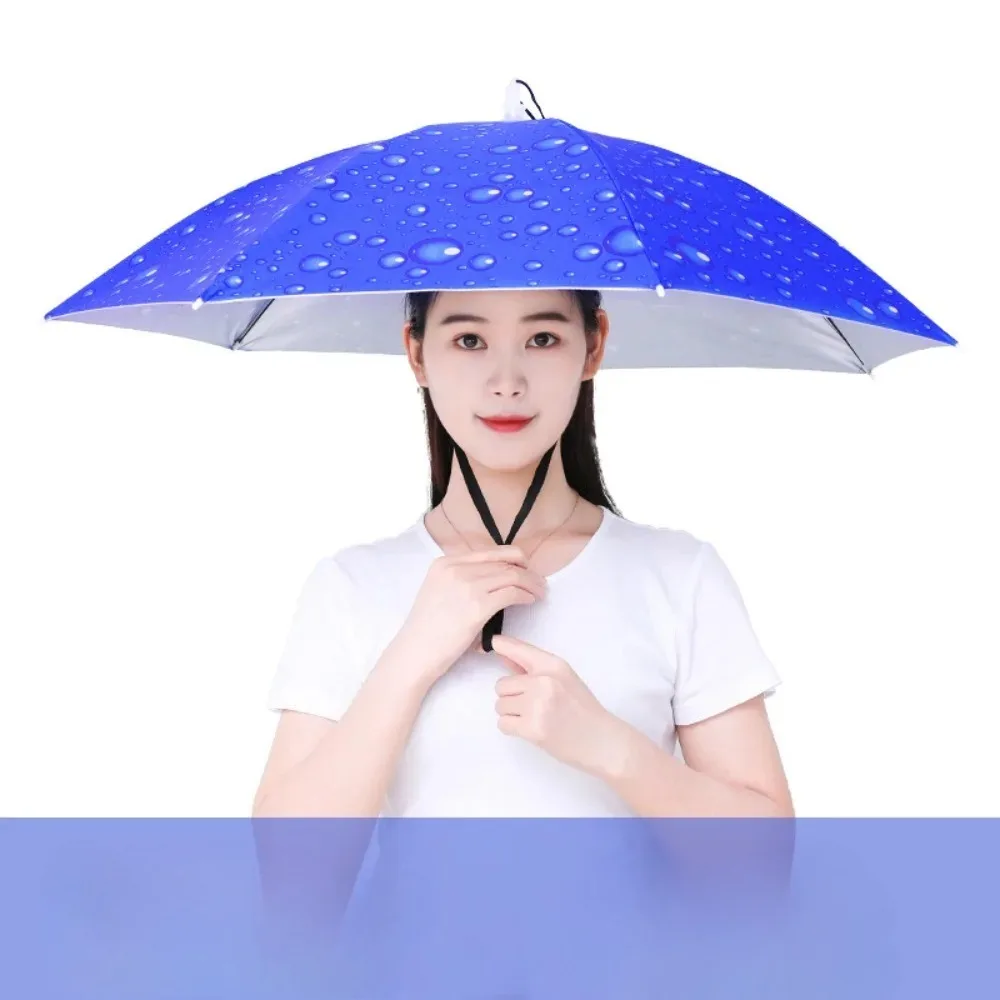 77cm Portable Rain Umbrella Hat Foldable Outdoor Fishing Sunshade Waterproof Camping Headwear Beach Head Hats Fishing Hat