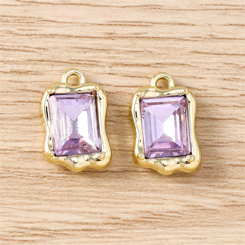 5 Stück 9 x 14 mm zarte Kristall-Quadrat-Charms-Anhänger für Schmuckherstellung, Halsketten, Ohrringe, Armbänder, Zubehör, DIY, Basteln, Geschenke – Detail 3