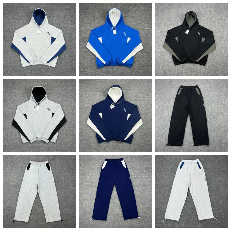 

Mertra Лоскутная вышивка Fce Повседневный комплект Свободные прямые брюки с капюшоном Модные молодежные осенние длинные брюки све