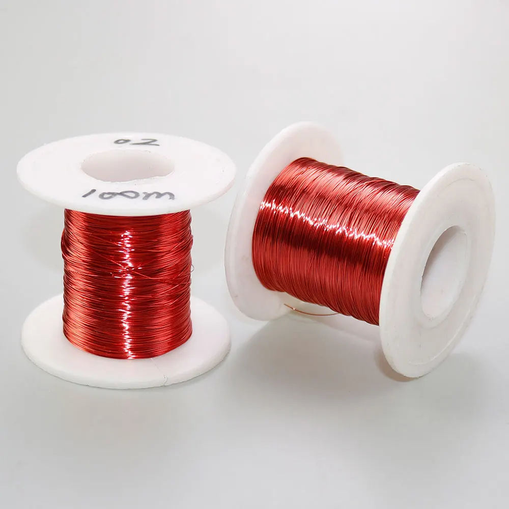 YUXI 1PCS 0.2mm x 100/200m /Pc Red Magnet Wire Enameled Copper wire Magnetic Coil Winding 0.2 mm x 200M Red