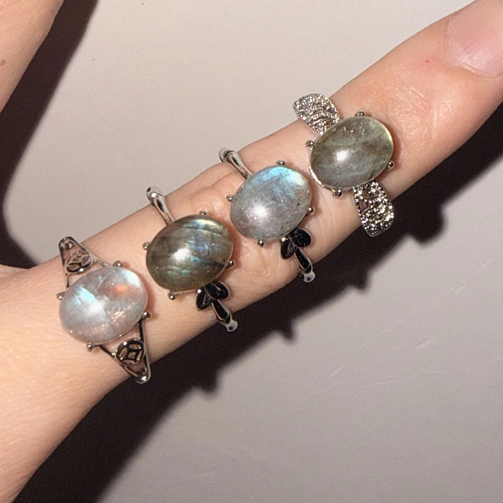 

Натуральное кольцо из лабрадорита с регулируемым размером, овальное, изысканное, винтажное, женское, ювелирное украшение, подарок