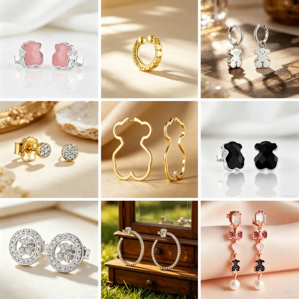 

2026 New S925 Pure Silver Fashionable Bear Earrings for Women, Exquisite Accessories, Parties, Bear Patterns