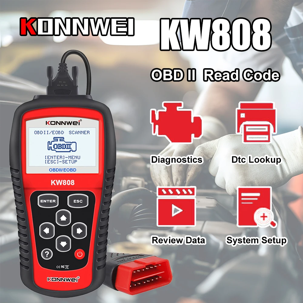 KONNWEI KW808 OBD 2 Car Scanner OBD2 Professional Auto Automotive Diagnostic Scanner Tool Engine Fualt Code Reader Odb Tools