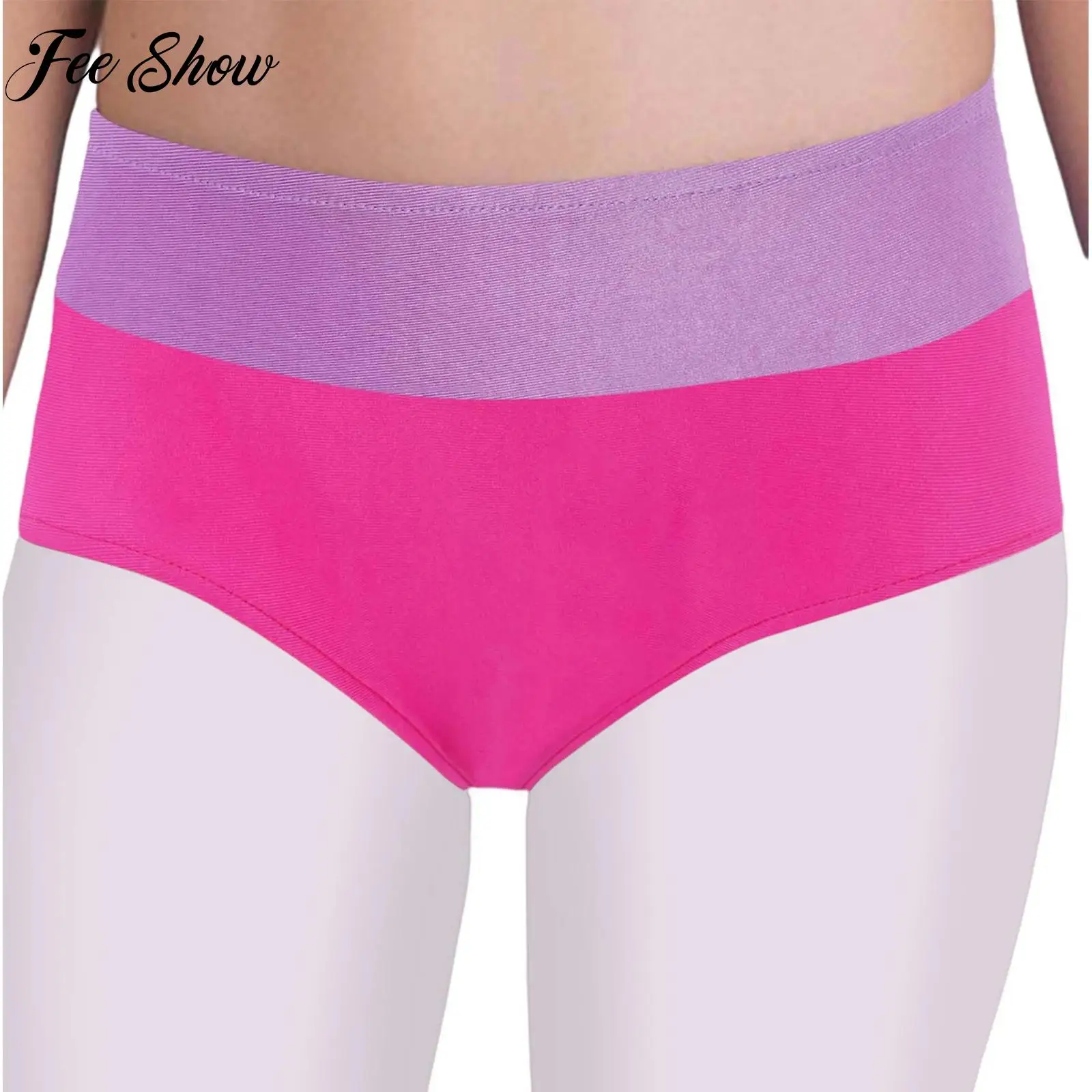 

Girls Ballet Dance Gymnastics Figure Skating Leggings Training Costume Elastic Waistband Color Block Briefs Sportswear Dancewear