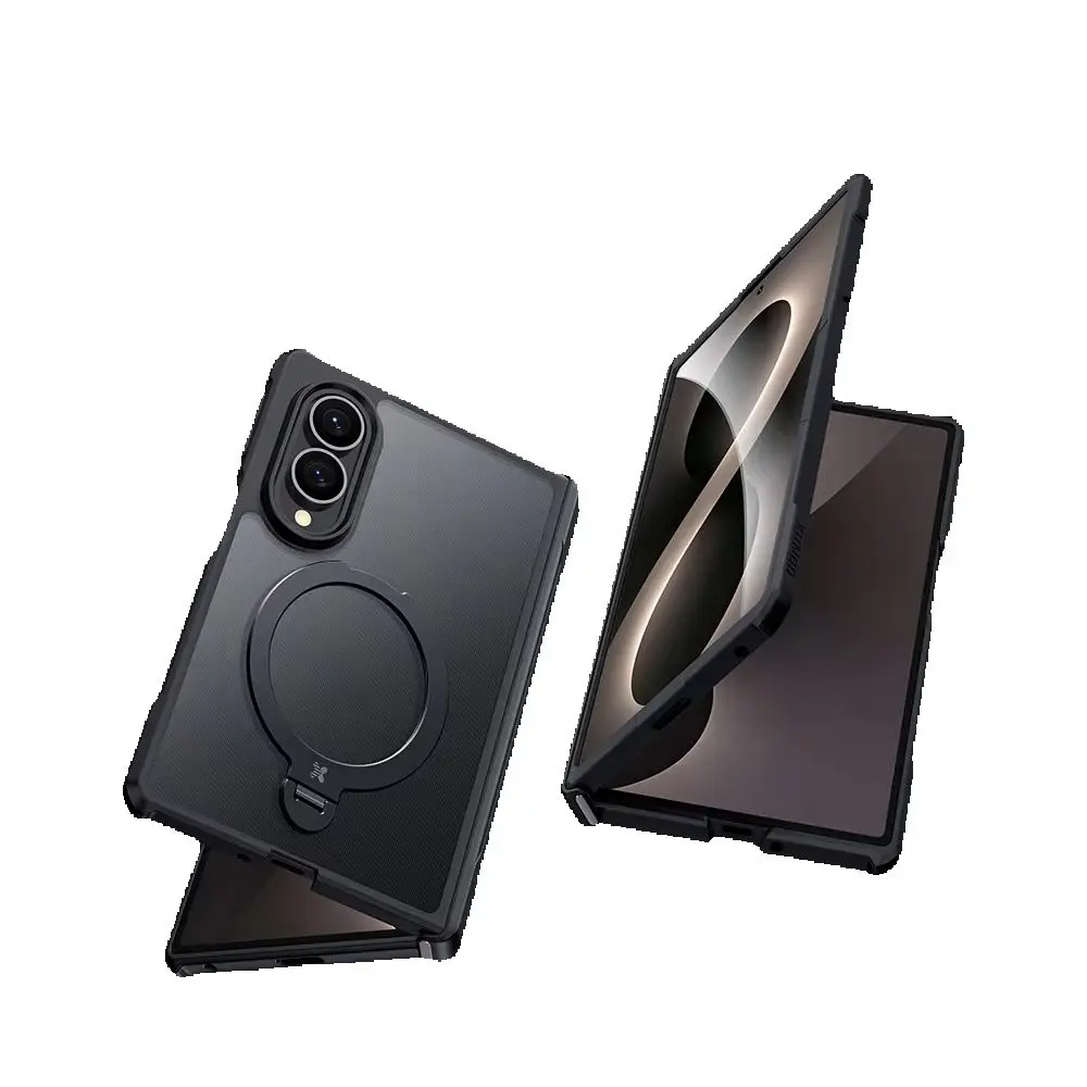Etui XUNDD Galaxy Z Fold 8 z magnetycznym pierścieniem i podstawką, przezroczyste, z ochroną zawiasu, odporne na wstrząsy, z poduszkami powietrznymi, zapobiegające upadkom, wykonane z PC i TPU. — zdjęcie produktu 7