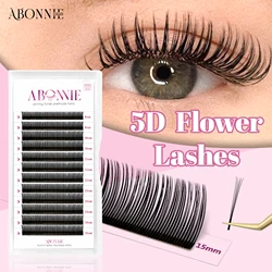 ABONNIE Black Brown 5D Flower Spikes Fairy False Eyelashes Individual Easy Fans 5D Flower Volume Lash Extensions