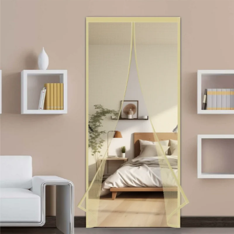 

Beige magnetic mosquito curtain, magnetic self-priming screen door, mosquito net, household self-adhesive customizable curtain