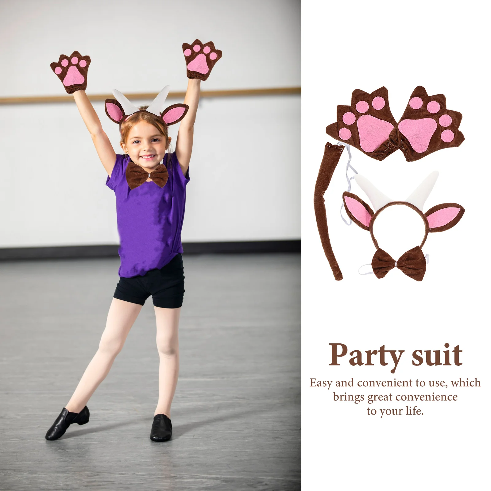 Set di orecchie e coda di capra per Halloween, Natale, costume cosplay, fascia per capelli, girocollo, decorazione, accessorio per foto di feste