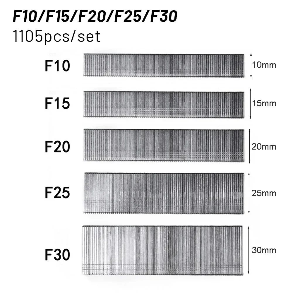 1105 Pcs F15 F20 F25/F30 Nail Gun Straight Brad Nails 304 Stainless Steels Stapler Nailer Staples Woodworking Power Tools