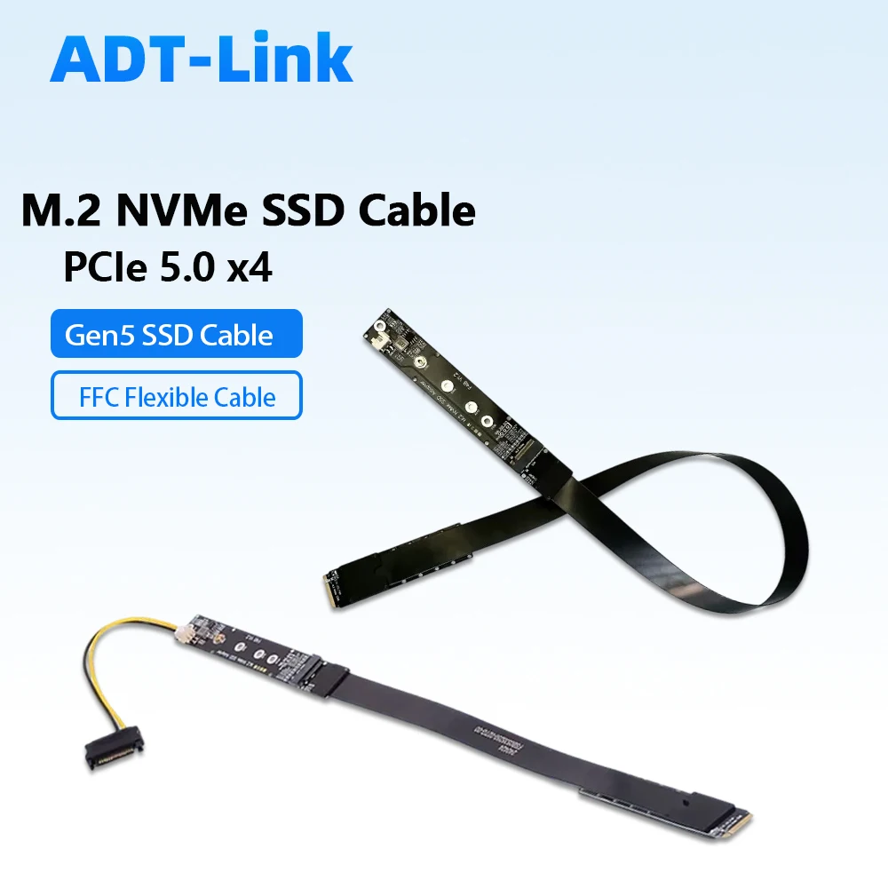 cable-de-extension-adt-link-pcie-50-x4-m2-nvme-key-m-ssd-gen5-128gbps-ffc-flexible-de-baja-perdida-compatible-con-gen3-y-gen4-25cm-50cm