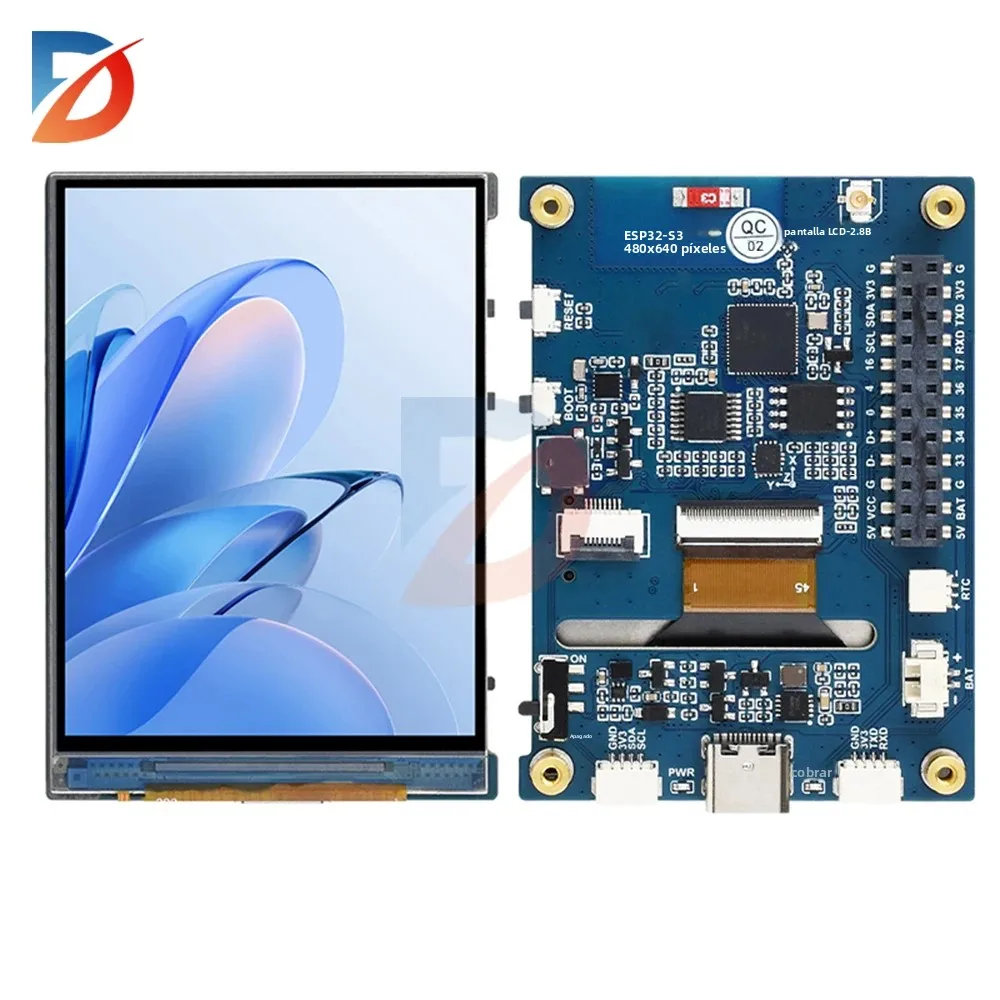 ESP32-S3-Touch-LCD-2.8B con pantalla táctil de resolución 480 × 640 pantalla capacitiva IPS WIFI Placa de desarrollo Bluetooth tipo C