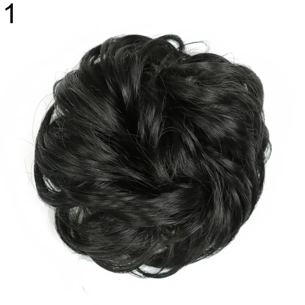 10cm Synthetic Hair Bun Chignon Messy Curly Hair Band Elastic Scrunchy False Hair Pieces For Women Hairpins Brown