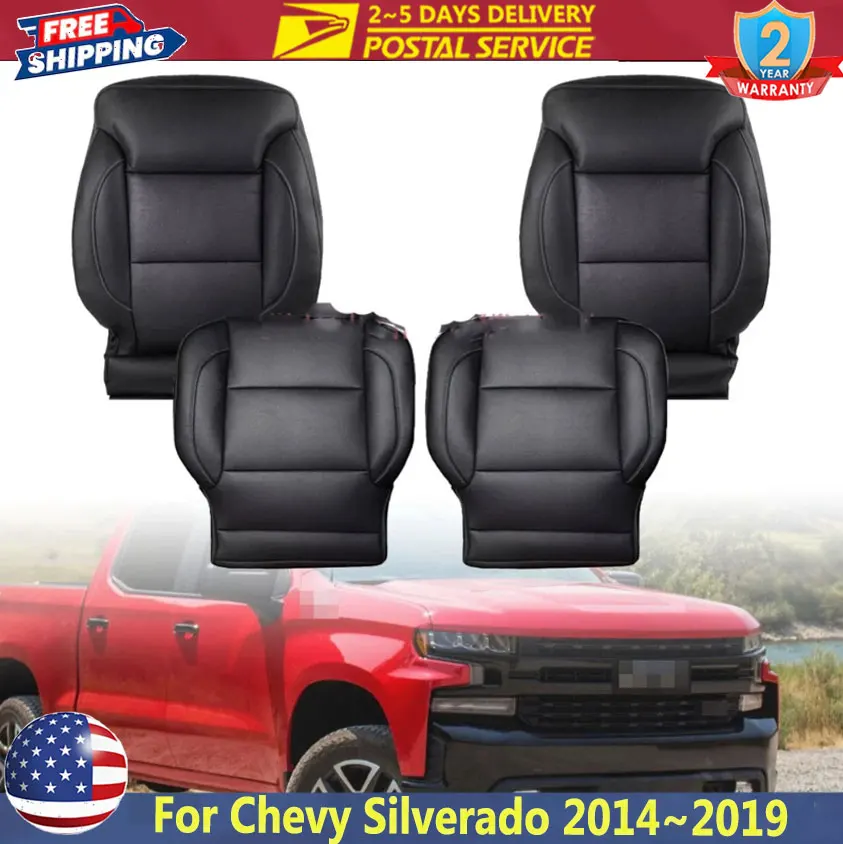 

4PCS Car Seat Cover Leather Seat For Chevy Silverado/GMC Sierra 2014~2019 Driver & Passenger PERF Leather Seat Cover Replacement