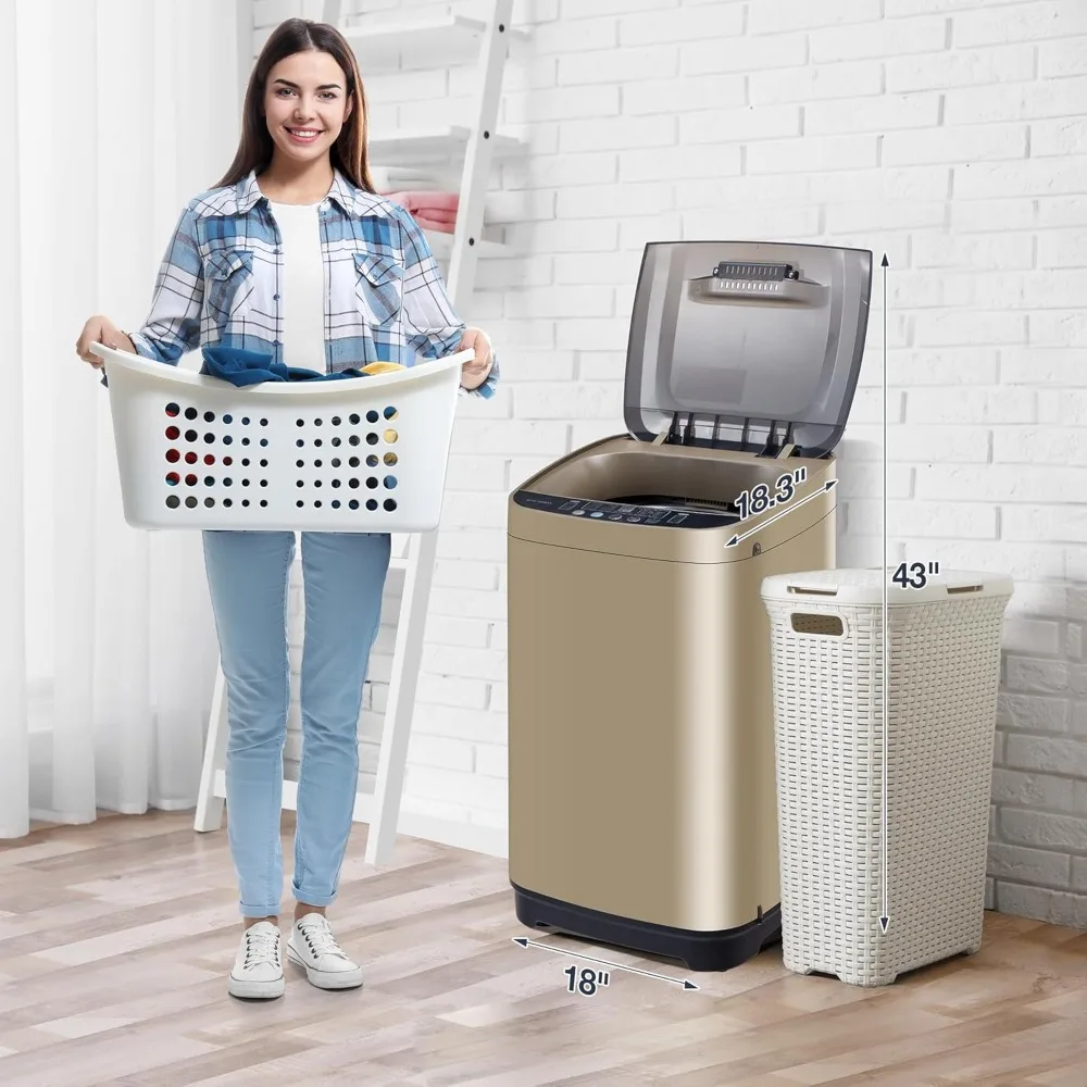 Machine à laver portable, lave-linge et sèche-linge entièrement automatique de 15.6 lb, lave-linge compact avec pompe de vidange