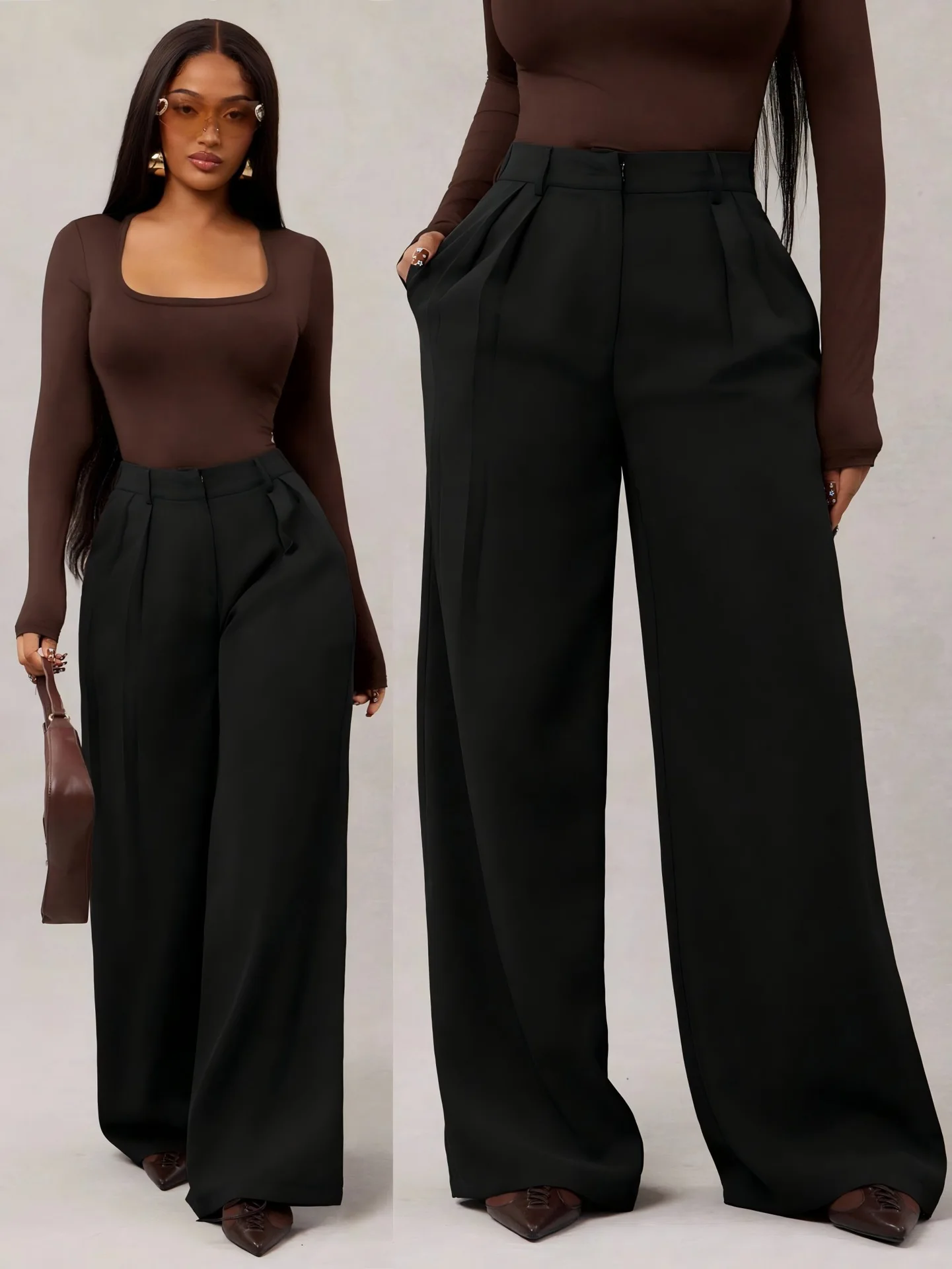 Tronjori Tronjori High Waist Wide Leg Trousers for Women Casual Loose Long Pants Office Business Wear Regular Size - Aliexpress Deal
